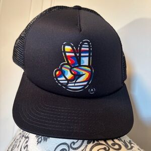 Black NEFF Colourful Peace Sign OSFA adjustable snapback baseball cap